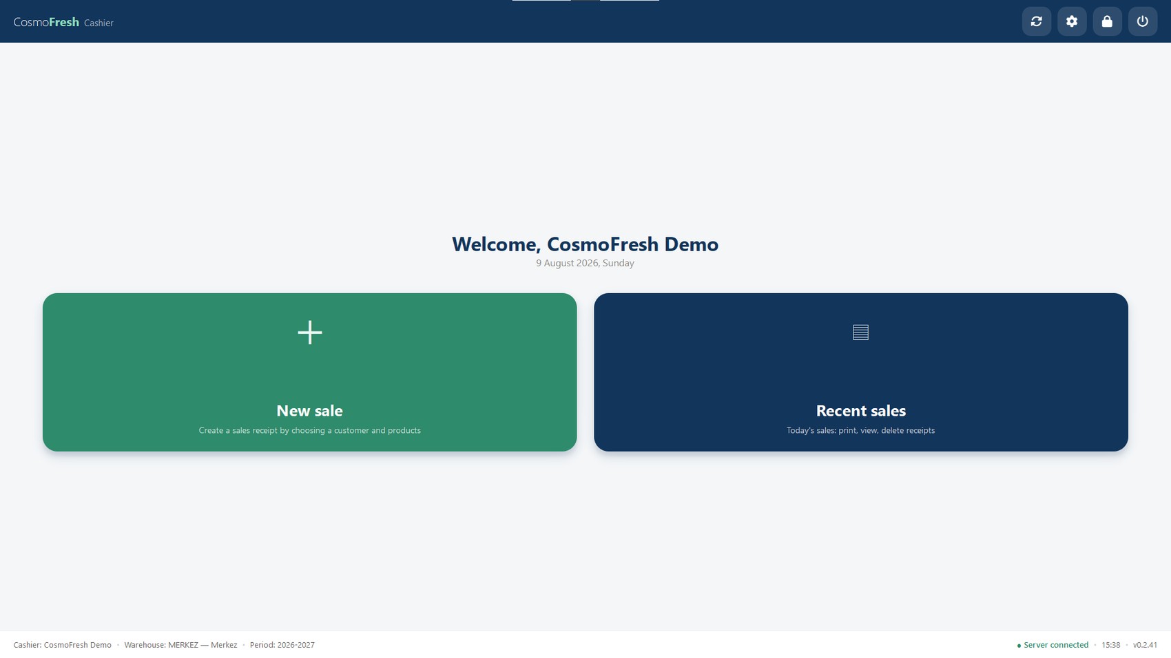 CosmoFresh sales terminal screen