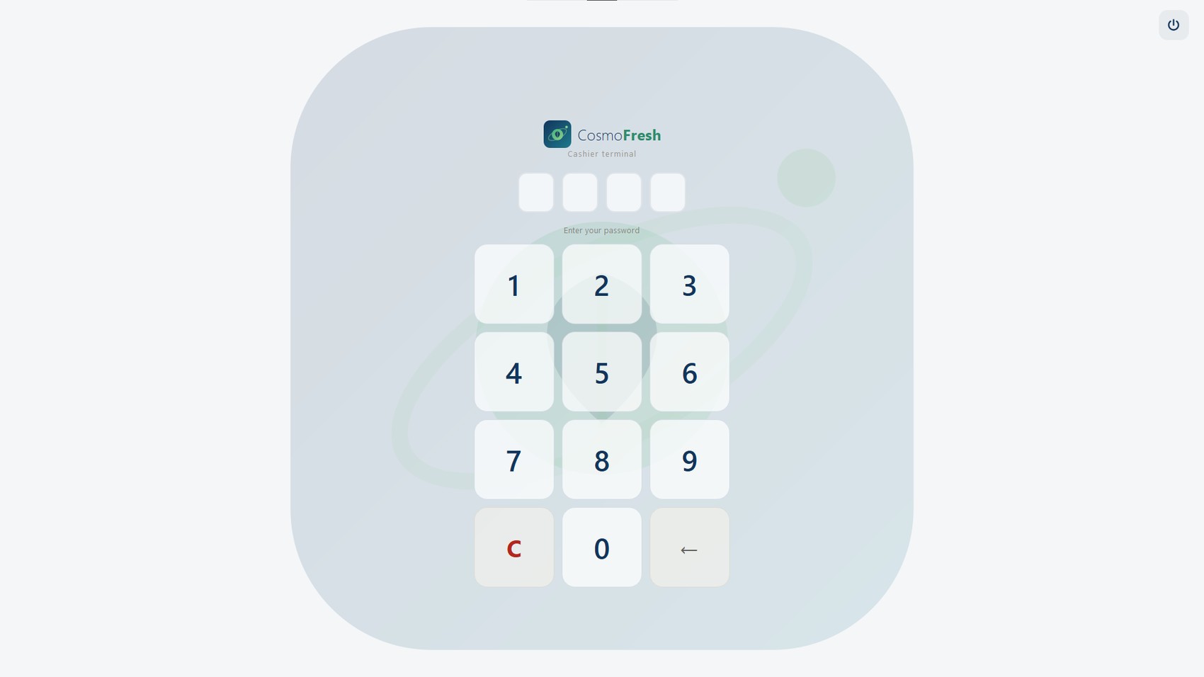 Cashier terminal PIN lock screen
